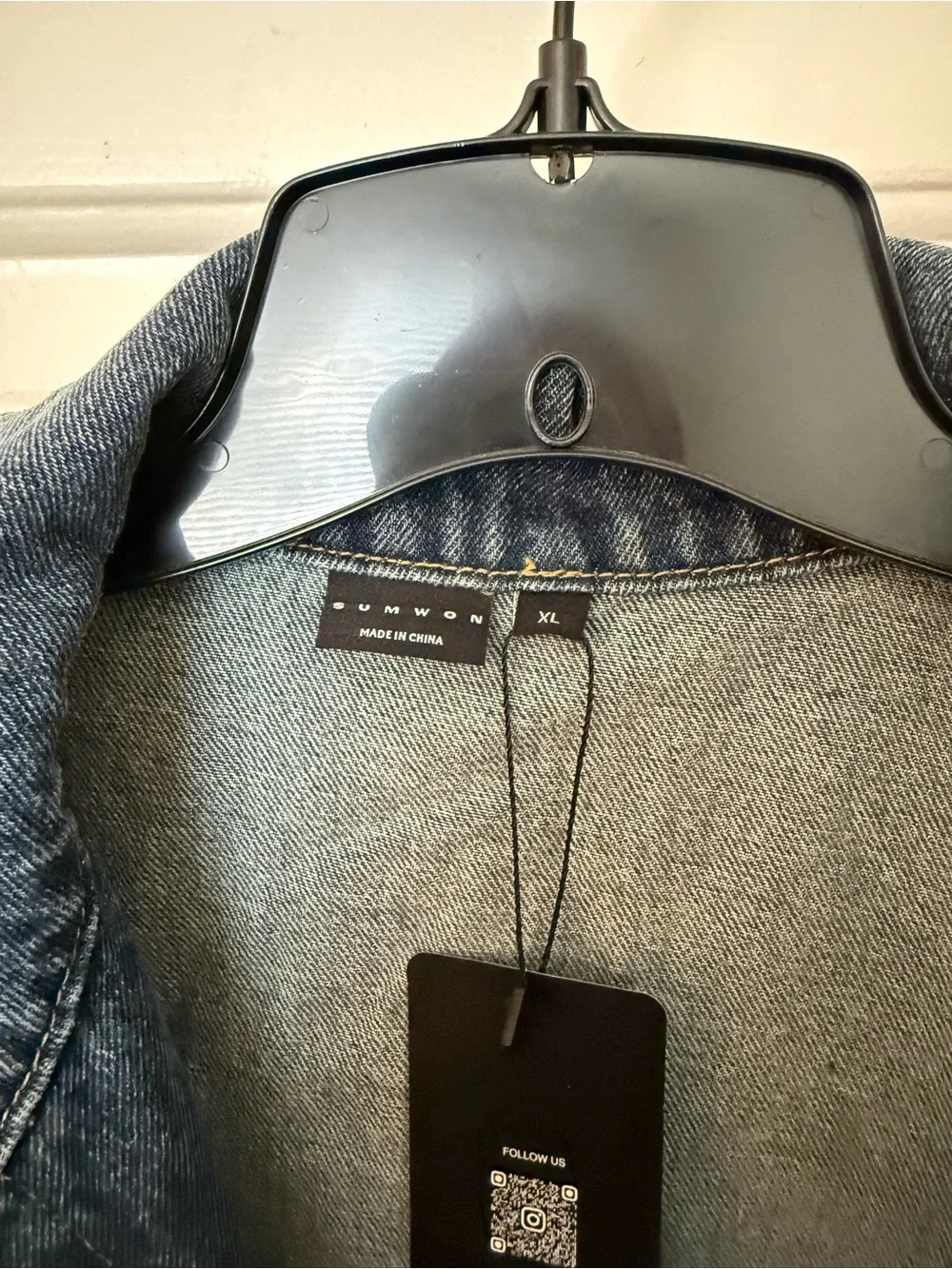 Oversized Two-Tone Denim Jacket in Blue and Black